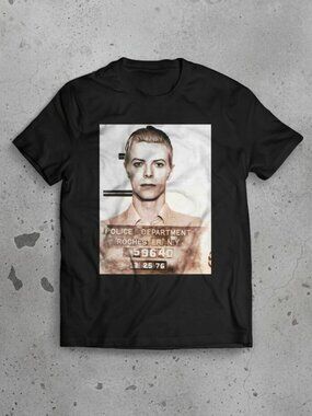 David Bowie Mugshot Graphic T-Shirt – Vintage Rock Icon Portrait Tee